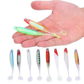 10Pcs Fishing Lures, PVC T Tail Worm Soft Baits Artificial Fishing Lure Wobblers Fishing Accessory Bait Supplies Bait Paddle Tail Swimbait Pike Bait