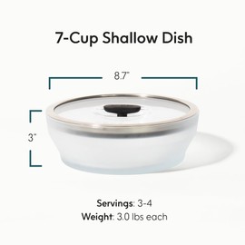 Anyday 7-Cup Microwave Cookware and Glass Container with Glass Lid, Plastic-Free Shallow Food Storage | Stackable Airtight Steamer with Vented Lid for Microwave-Safe Reheating & Steaming Vegetables