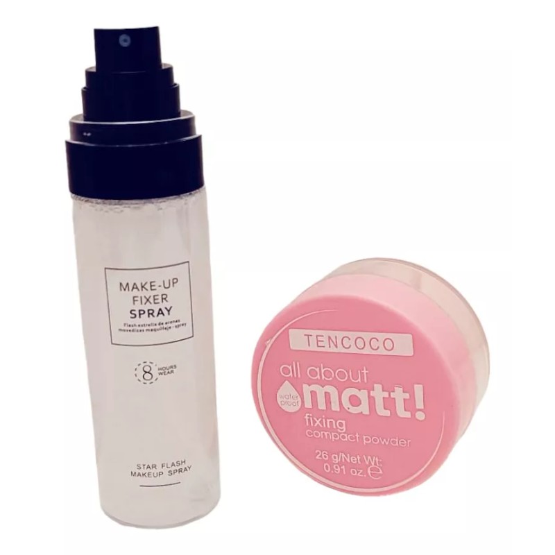 STARFLASH TENCOCO Fijador De Maquillaje + Polvo Fijador Compacto Kit