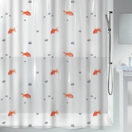 Spirella Anti-Mould Goldfish Shower Curtain, Anti-Bacterial, Washable, Waterproof, Vinyl, 180 x 200 cm, White