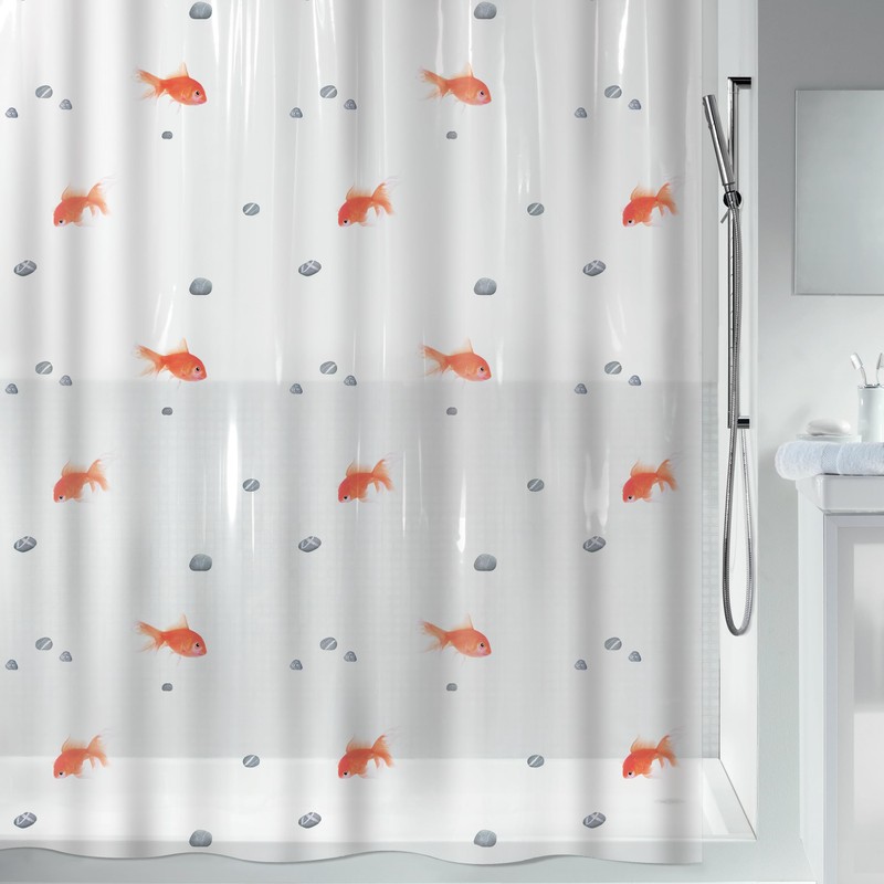 Spirella Anti-Mould Goldfish Shower Curtain, Anti-Bacterial, Washable, Waterproof, Vinyl, 180