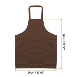 QUARKZMAN Plain Bib Aprons Washable Aprons Kitchen Cooking Aprons Polyester Art Aprons with 2 Pockets for Kitchen Women Men Adult Chef Restaurant BBQ Painting Crafts Brown, brown