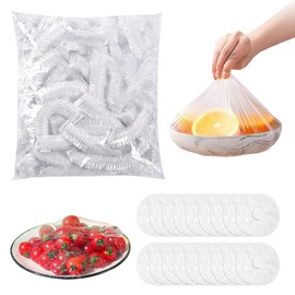 Pack of 300 Cling Film with Elastic Band, Plastic Reusable Cling Film, Elastic Covers for Food Storage, Dust Protection, Fruit Preservation