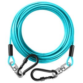 Dog Tie Out Cable 20FT-500Lbs,Heavy Duty Dog Leads&Tether for Yard with Swivel Hook,Small Large Dogs Leash Line for Outside,Rust Chew Proof Dogs Run Cable for Outdoor Camping(Teal, 20FT)