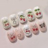 Red Strawberry Cherry Fruit Nail Stickers for Women Silver Sliders