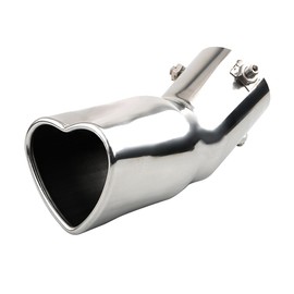 OtpOutopa Car Exhaust Tip 2.5 inch Inlet, Universal Car Exhaust Pipe Modification Tail Throat Tail Pipe Stainless Steel Muffler Tip, Adjustable Heart Shaped Car Thickened Pipe (Curved,Silver)