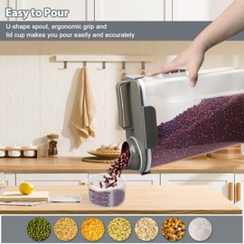 Komzon Rice Container, Airtight Rice Storage Container 10lb, Cereal Containers Storage, BPA Free Rice Dispenser with Pouring Spout Handle for Flour Pasta Grain, Pet Dog Cat Bird Food Storage Container