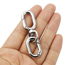 [FUSSED] 2-piece Set Spring Keychain, Carabiner Hook, Lost Prevention, Easy to Install and Disassemble Key Clip, Luxury Fashionable Key Ring, Buckle, Double Ring, Swivel Can, Silver