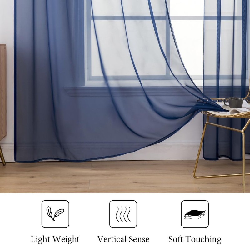 MIULEE 2 Panels Solid Color Sheer Window Curtains Elegant Window