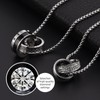 YURESEN Double Ring Pendant Necklace for Men and Womens, Titanium