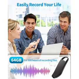 64GB Digital Voice Recorder, Vandlion USB C Voice Activated Recorder with Noise Reduction for Lectures Meetings Interviews, 900 Hours Capacity, Metal Housing