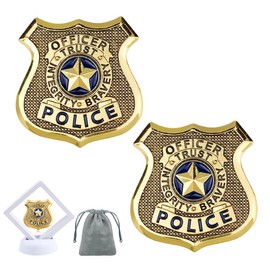 Metal Police Cosplay Badge Pin Brooch, Cowboy Sheriff Deputy Cop Badges for Role Play Props Party Decor Gift for Cosplayers, 1 Count, Metal, no gemstone