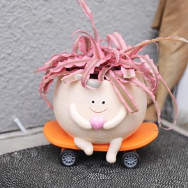 UMESONG Smily Face Planter Pot with Drainage Hole Cute Resin Head Planters for String of Pearls Plant Live Unique Skateboard Succulent Pots for Indoor Outdoor Plants Gift IdeaI for Mother Christmas