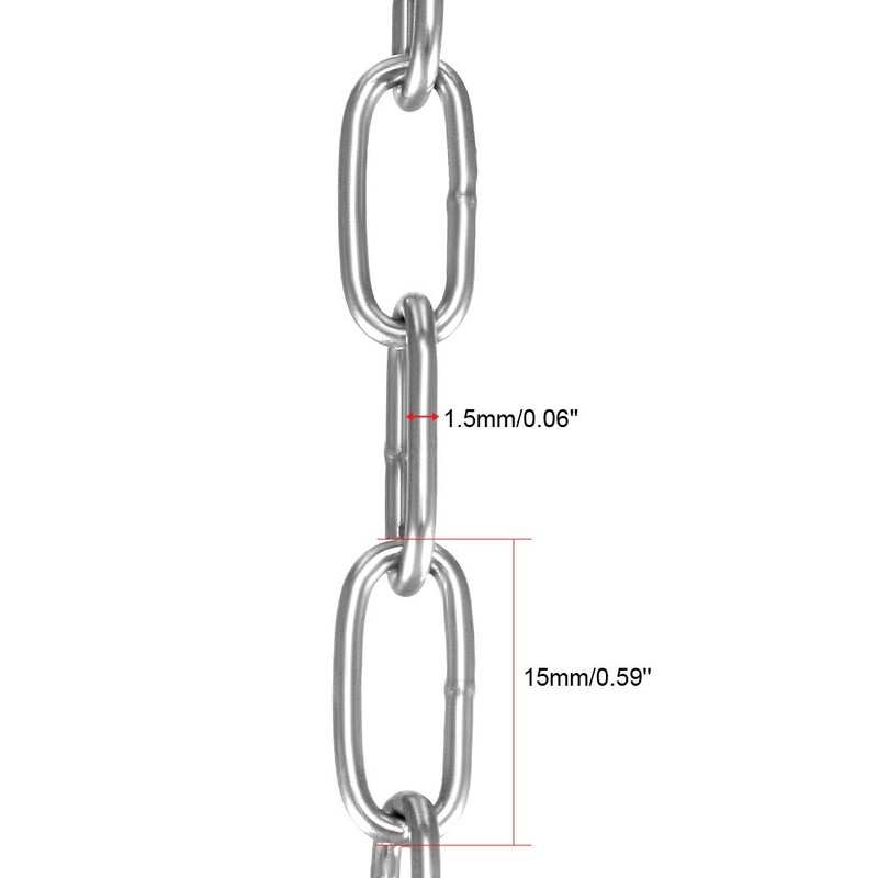 sourcing map Stainless Steel 304 Hardened Proof Coil Chain 4m