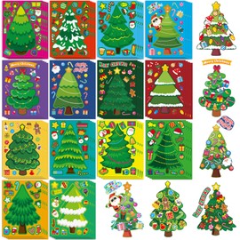 Lorvain 56 Sheets Christmas Party Games Stickers for Crafts, Christmas Make a Face Stickers Make Your Own Activities Sticker Christmas Trees Stickers for Christmas Holiday Party Favors