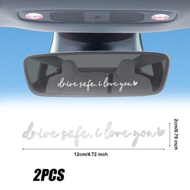 2pcs Car Rearview Mirror Decal, Safe i Love You Decal Affirmation Car Sticker Rear View Mirror Sticker Do Not Text and Reminder Decal for Her or Him (Silver)
