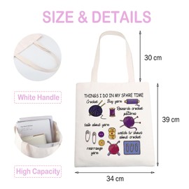 ENSIANTH Crochet Gifts Tote Bag Crochet Lover Gifts for Crocheters Things I Do in My Spare Time Knitting Gift for Knitter Tote (crochet tote)