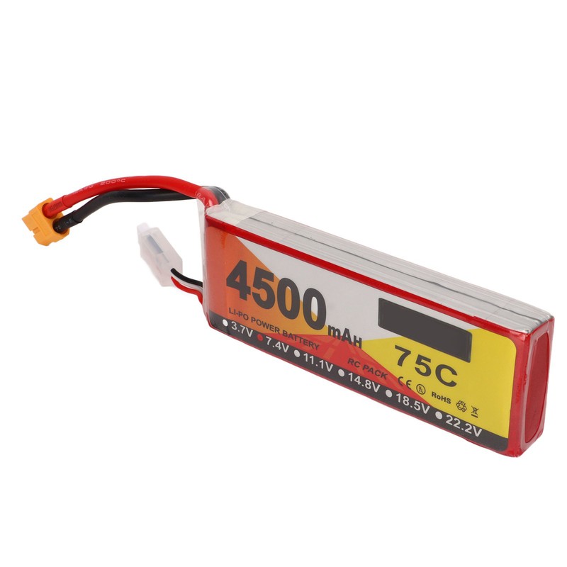 Lipo Battery 75C Discharge Rate 4500mAh Capacity 7.4V 2S Lipo