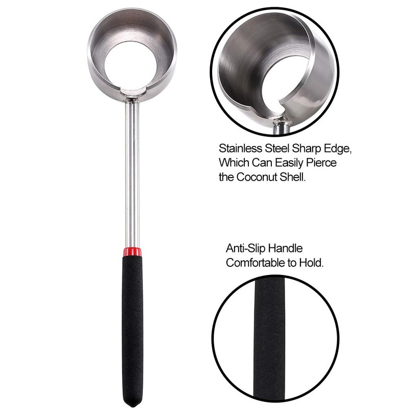 Coconut Opener Tool Set, Food Grade Stainless Steel Coco Opener