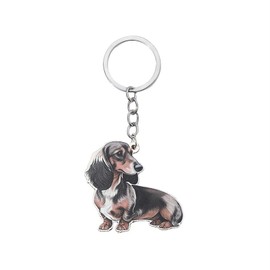 AMOR SPES Corgi Dachshund Beagle Dogs Golden Retriever Springer Poodle Wood Key Chain Love Pets Key Ring (E)