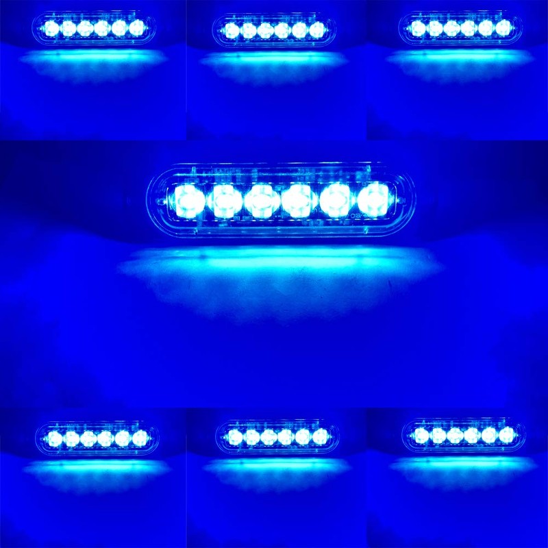 KaiDengZhe4Pcs 6LED Blue Ultra Slim Sync Feature Warning Emergency Beacon