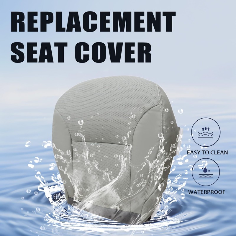 Priprilod Gray Perforated Leather Driver Side Bottom Replacement Seat Cover