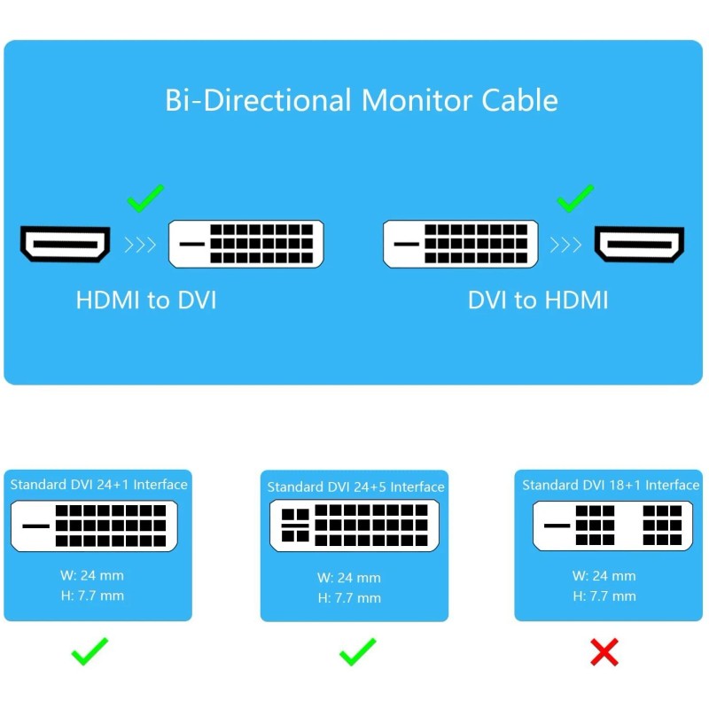 Fosmon 6FT HDMI to DVI D 24+1 Male Gold Adapter