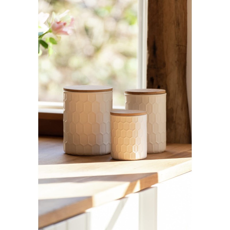 WENKO Maya Storage Tin Made of High-Quality White Ceramic with