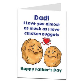 Funny Happy Father's Day Card Chicken Nugget Theme Blank Inside To Add Your Own Personal Dad Greeting