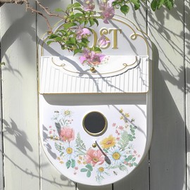 BIG FORTUNE Mailboxes for Outside Birdhouse Post Wall Mount Mailboxes Retro Sculpture Letter Box Rustic Metal Mailbox Post Box Birdcage Garden Decoration Flower and Bird