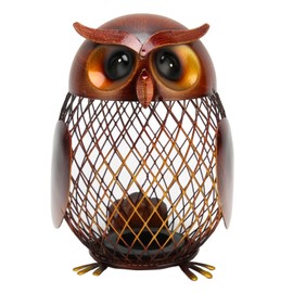 Owl Piggy Bank Owl Shaped Metal Coin Box Handwork Crafting Ornament for Coins Change Living Room Office