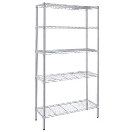 YSSOA Heavy Duty 5-Tier Shelving Unit, 13.78" D x 35.9" W x 71.7" H Wire Metal Storage Shelf 880Lb Capacity, Chrome