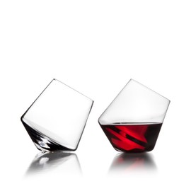 Sempli Cupa-Vino Stemless Wine Glasses Set of 2 - Hand Blown Wine Glass Set, Glassware for Red & White Wine, Lead-Free Crystal, Swirling Aeration, Ultra Clear, Thin Rim - 10.5 oz