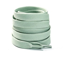 Fozobaiy Flat Trainers Shoe laces, 8mm Wide Shoe Lace for Sneakers, Premium Trainer Shoe String, Replacements for Athletic Sport Shoelaces (Grass Green,39 inch/100cm(1 Pair))