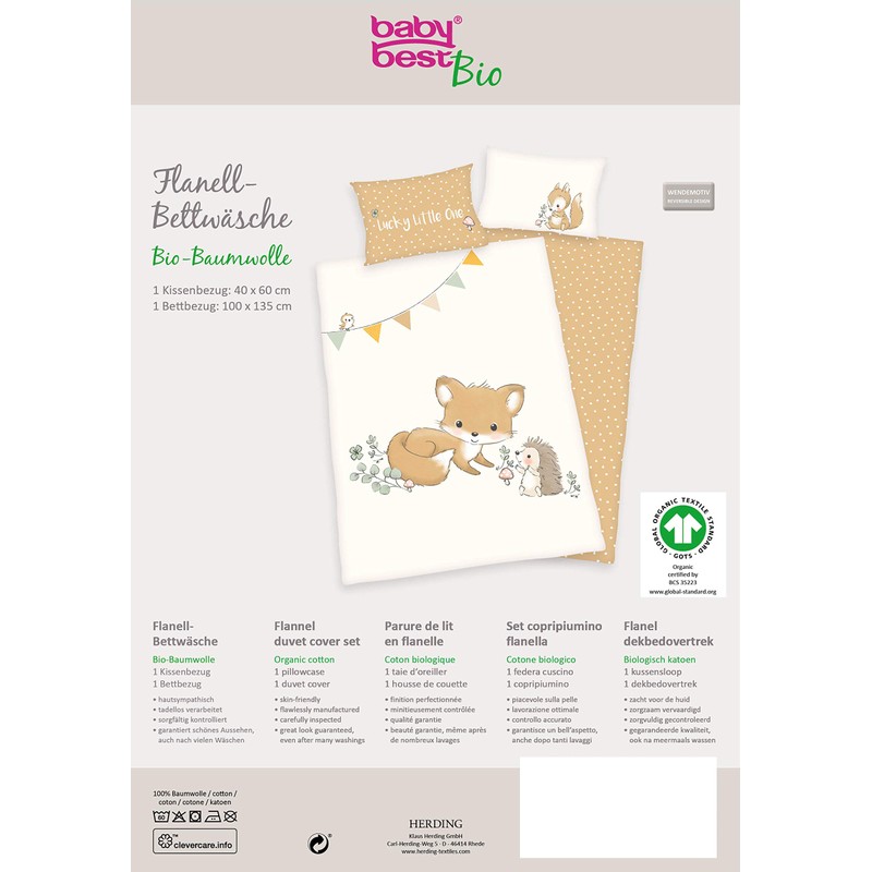 Herding Baby Best Bedding Set, Cotton, Brown, 40 x 60