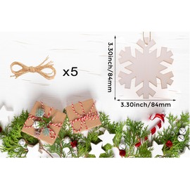 50PCS Unfinished Christmas Snowflake Wooden Ornaments DIY Wooden Christmas Crafts to Paint Christmas Wooden Baubles Wood Slices Wooden Ornaments for Crafts Snowflake Ornaments for Hanging Decorations