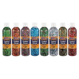 Creativity Street Glitter Chip Glue, 8 Ounces, Assorted Colors, Set of 8