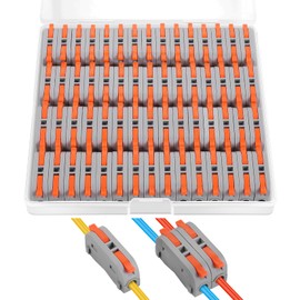 XHF 60 Pcs Orange Conductor Compact Connectors Lever Nuts, Electrical Wire Terminals for Circuit Inline Splices 28-12 AWG (SPL-1)