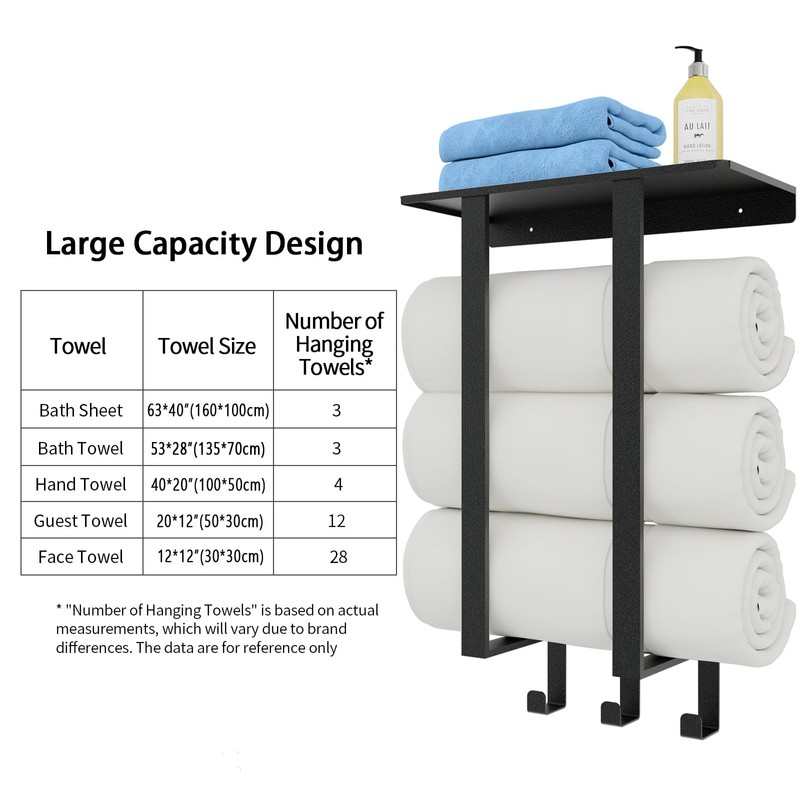 Towel Racks for Bathroom, Towel Rack with Shelf and 3