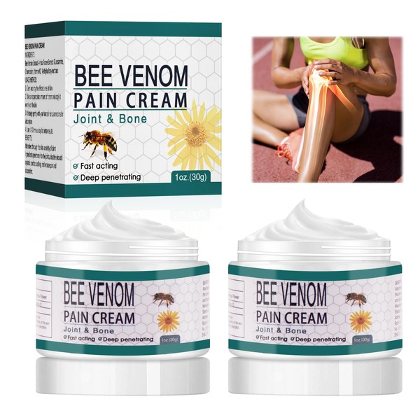 Fengyang Bee Venom Pain Cream, Bee Venom Pain Cream, Bee Venom Pain and Bone Healing Cream, Bee Venom Cream for Pain for Arms, Waist, Hindquarters, Feet and Legs, Pack of 2