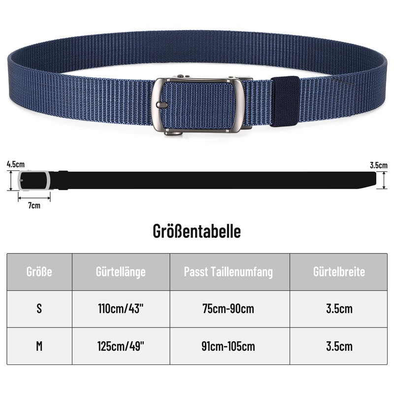 JasGood Automatic Belt Men's Nylon 3.5 cm Ratchet Belt Men's