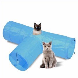 PetBuds 3-Way Collapsible Cat Tunnel Toy, Interactive Cat Tunnel for Indoor Cats, Kittens, Puppies, Small Pets (Black)