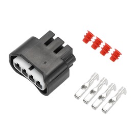 Partuto 4 Pin Ignition Coil Connector Plug No.9098011885 - Car Female Wire Terminal Connector - for Toyota Plastic Black - 1 Set