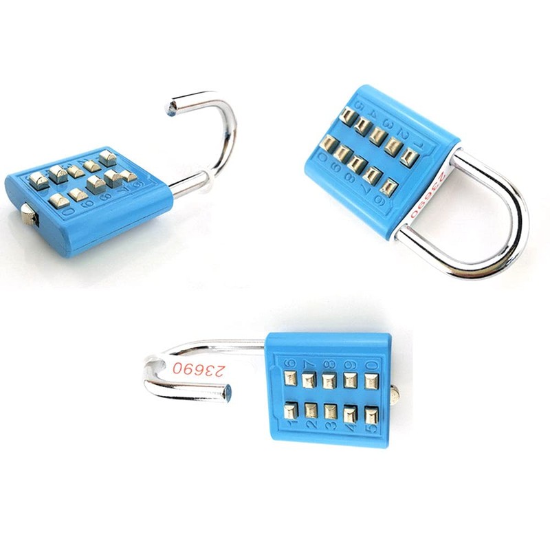 Combination Lock, Blue Zinc Alloy 10 Digit Push Button Security