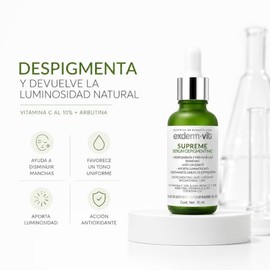 Exderm Vit Serum Supreme Vitamina C 10 y cido Hialurnico Suero Despigmentante Antimanchas Antiedad con Arbutina Rostro Cuello Escote Noche 30 ml      