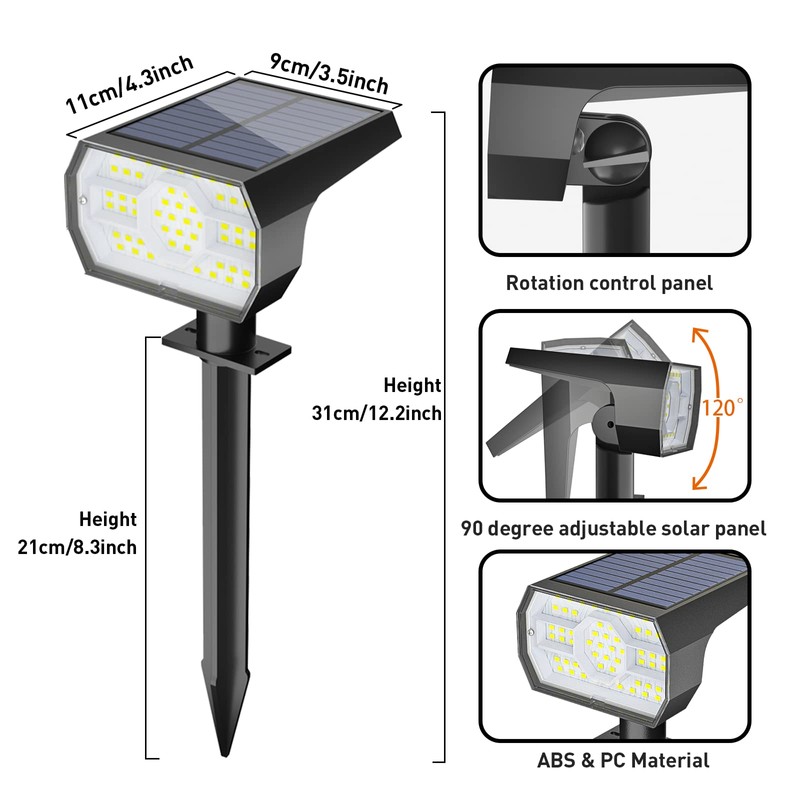 NYMPHY Solar Lights Outdoor Waterproof IP68, 56 LED 3 Lighting
