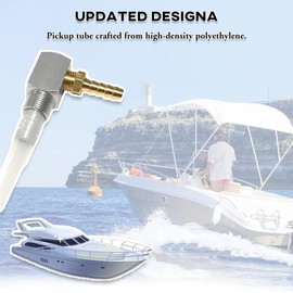 12" Marine Fuel Tank Pickup Tube with Strainer, Fit Standard Universal Boat Fuel Gas Tank Replaces Part 7-0948, Polyethylene Fuel Withdrawal Tube with Brass Barb Connector