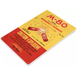 Decor M-80 Firecracker Brand 4th July Fireworks Retro USA Wall Décor Metal Tin Sign