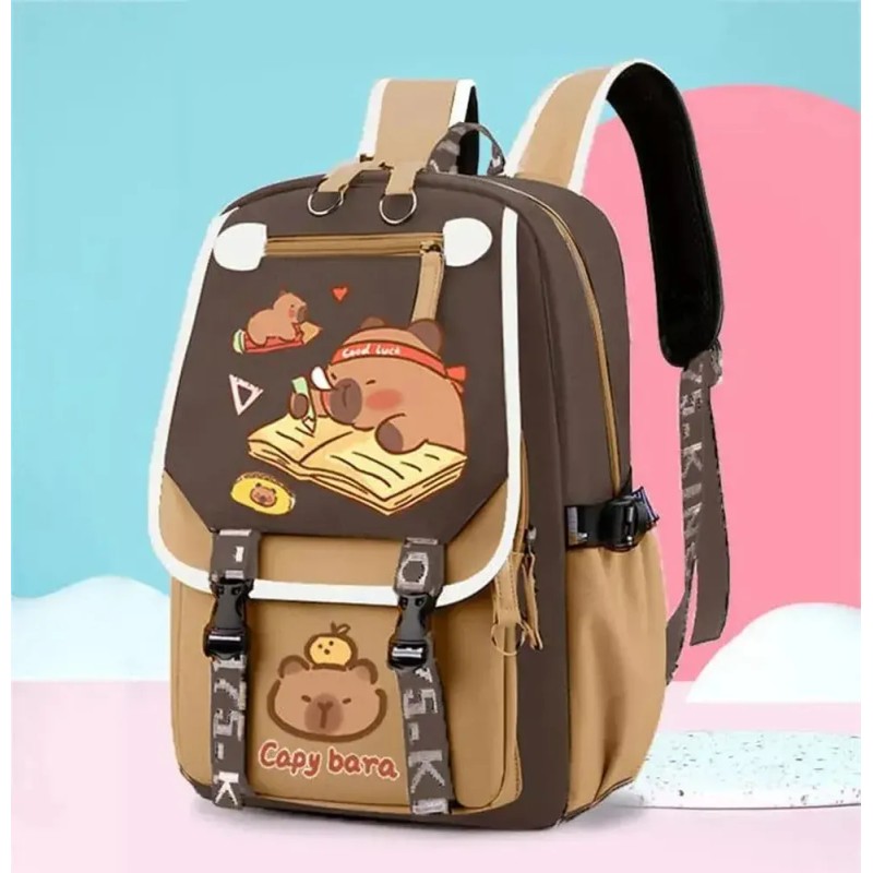 Bonita Mochila Tipo Capibara Big Cap Para Niñas