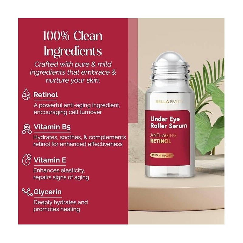 BELLA BEAUTY Eye Roller Serum with Retinol & Vitamin B5-